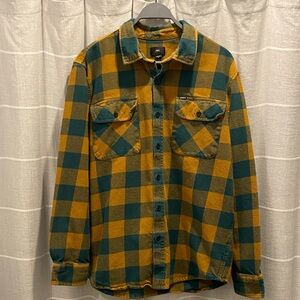 Obey Green and Yellow Plaid Shirt